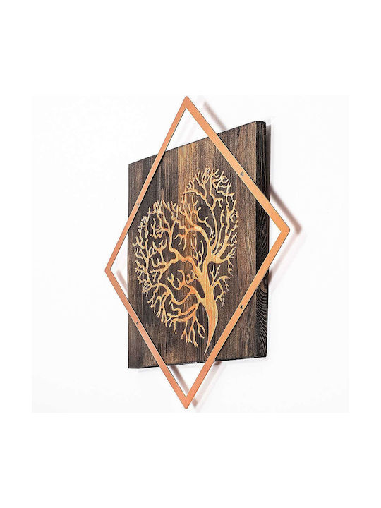 Wallity 3D Mixed Art Tree Ροζ Χρυσό από Ξύλο 54x54cm