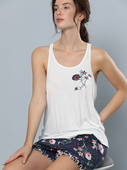 Women's Viscose Pajama with Shorts Flowers - 1-81017