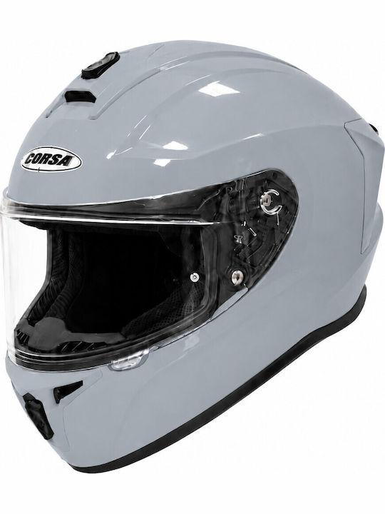 Corsa Cn112 Light Grey Motorcycle Helmet Full F...