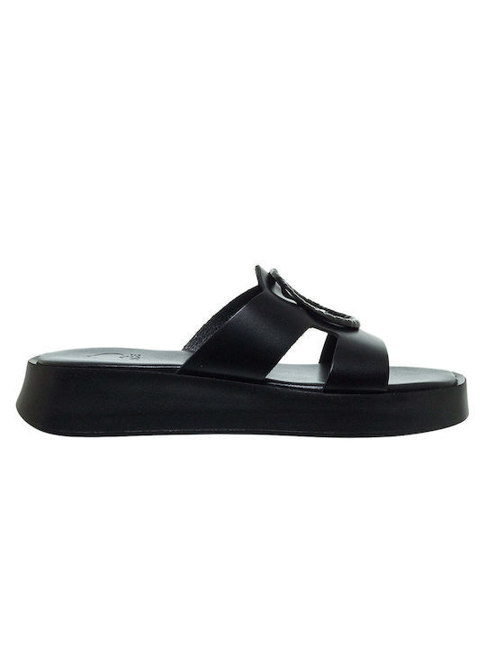 Ace Leder Damen Flache Sandalen in Schwarz Farbe