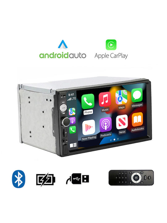 Car Audio System 2DIN (Bluetooth/USB/Apple-Carplay/Android-Auto) with Touch Screen 7"