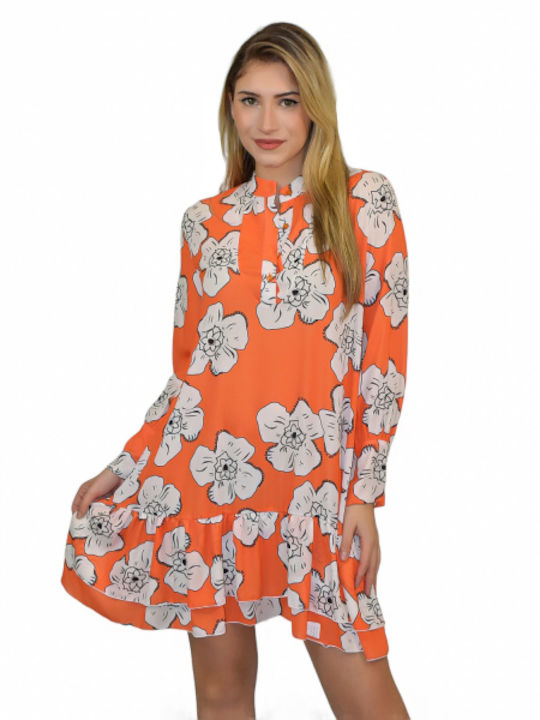 Morena Spain Mini Kleid mit Rüschen Orange