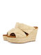 Women's Leather Platform Wedge Sandals Beige