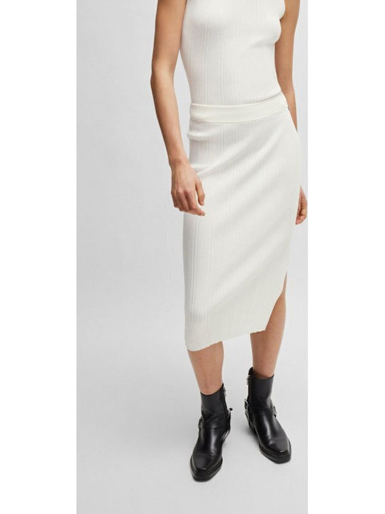 Sareplie High-waisted Midi Skirt White