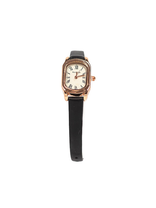 Watch with rose gold bezel and white dial