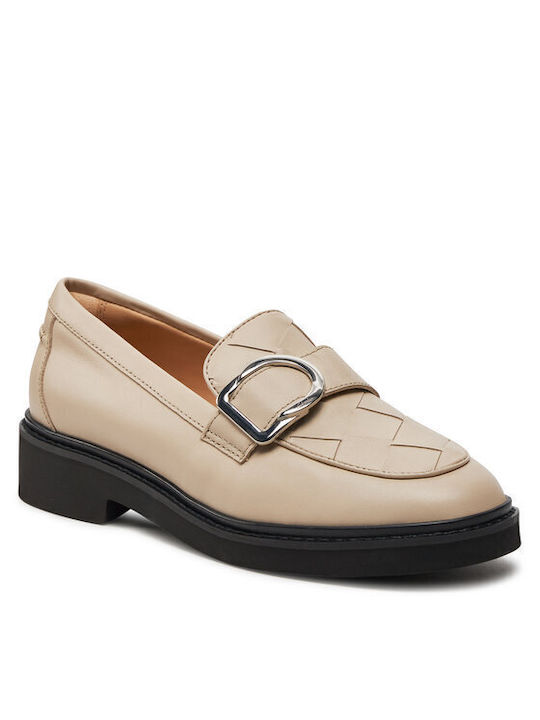 Clarks Penny Leather Women's Moccasins in Beige Color