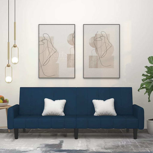 Two-Seater Couch Bed Velvet Blue 220x100x69 cm