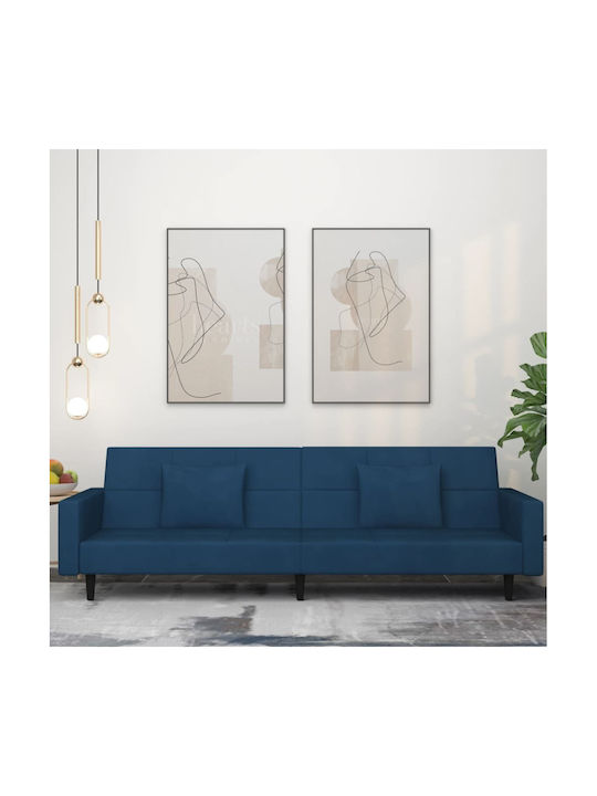 Doppelsitzer Sofa Bett Samt Blau mit Dekokissen...