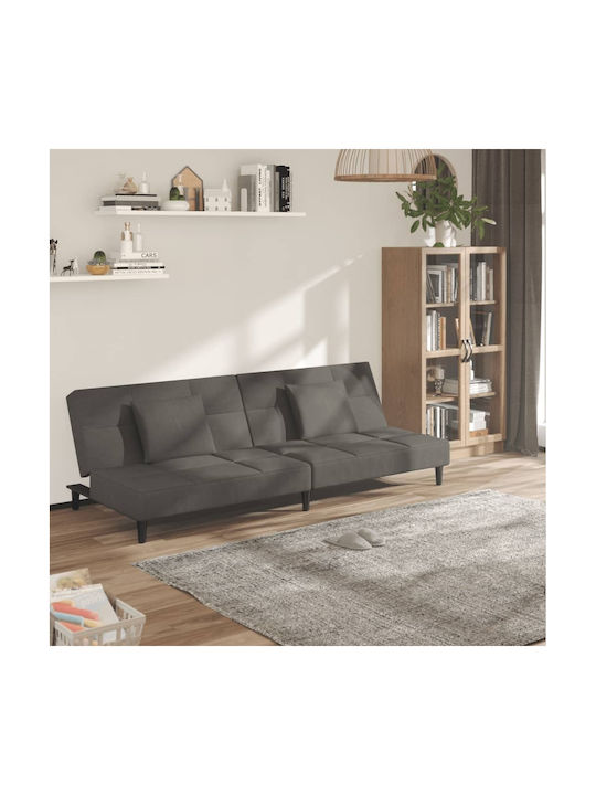 Two-Seater Velvet Sofa Bed Dark Gray 200x100cm