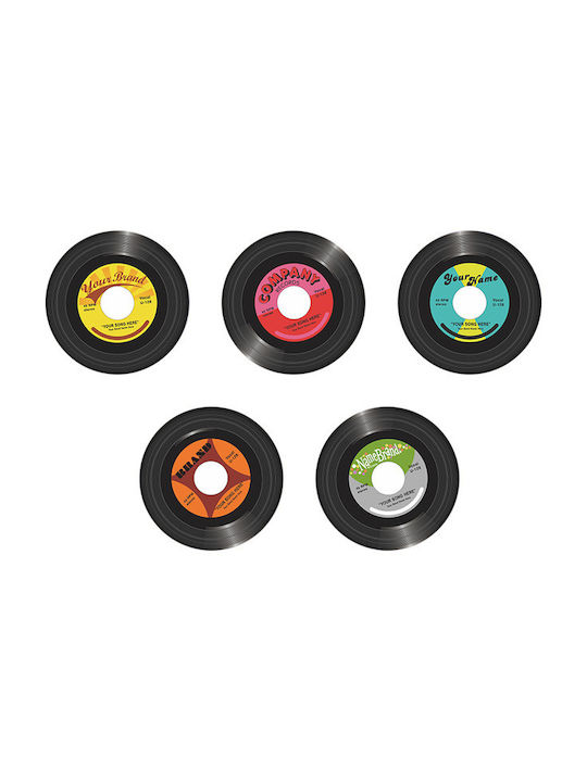 Decorative Stickers Vinyl Pick-up Records With Retro Music, Set Of 5 Pieces, 30 Cm Diameter, Sticker Adhesive, Original Deals