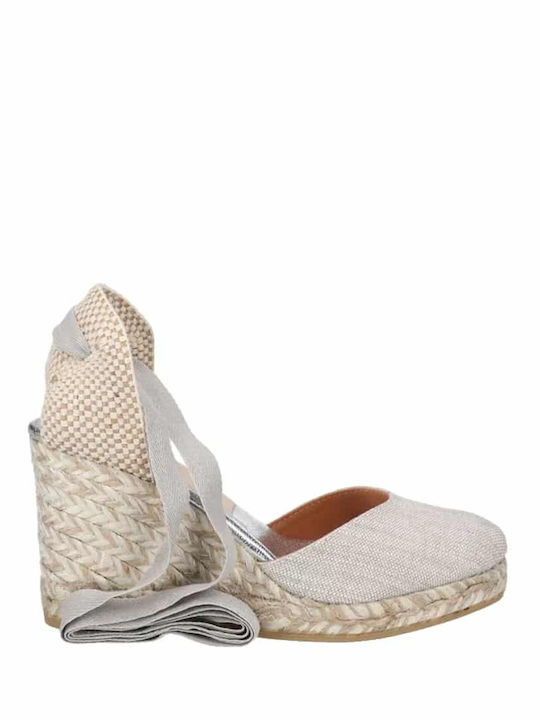 Viguera Women's Leather Platform Espadrilles Silver