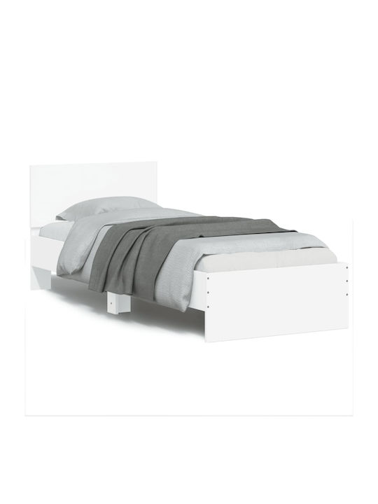 Κρεβάτι Μονό Ξύλινο Λευκο με Τάβλες για Στρώμα ...