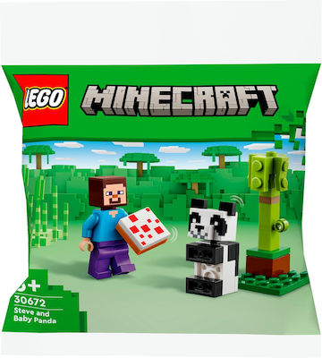 Lego Minecraft Steve & Baby Panda pentru 6+ ani