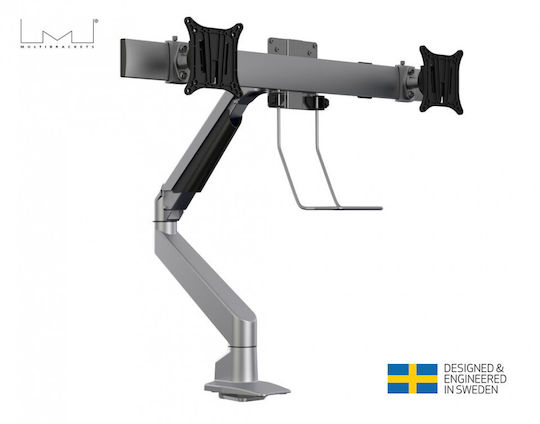 Multibrackets Стойка Офис за 2 Монитори до 28" с Рамо Сив (MB-5938)