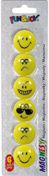 Board Magnets 29mm 6pcs Smiley Smiley Faces Yellow Fun&joy