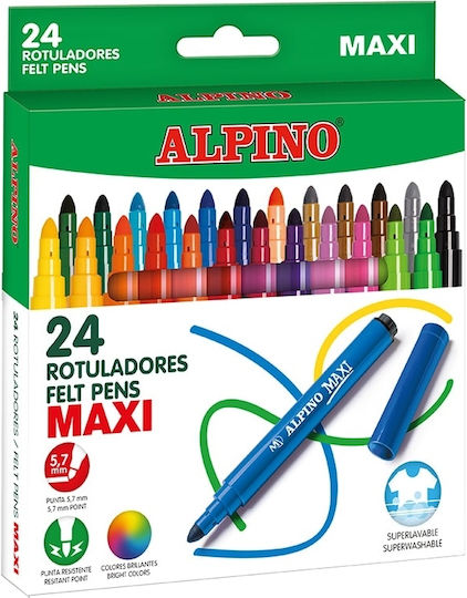Alpino Markere De Pictură Cu Apă 5.7mm Groși Lavabili Neon Set 24 Culori