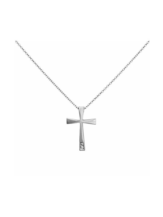 Weißgold Kreuz 18K mit Kette