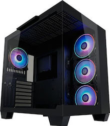 LC-Power 809B Gaming Midi Tower Κουτί Υπολογιστή με Πλαϊνό Παράθυρο και RGB Φωτισμό Dark Storm_X