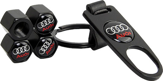 Ventilkappen für Autoreifen mit Logo Audi Schwarz 5Stück