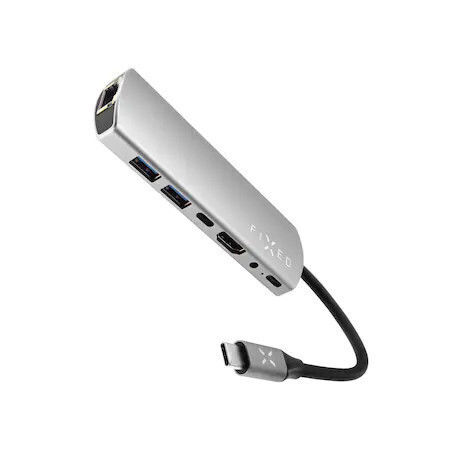 Fixed USB-C Stație de andocare cu HDMI 4K PD Ethernet Argintiu