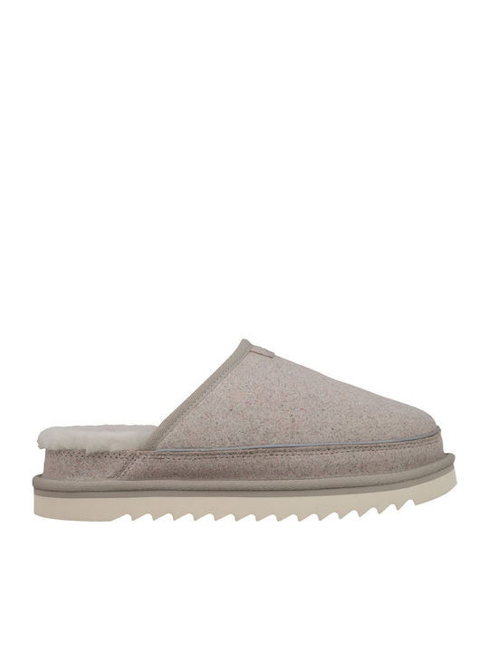 Scuff Cali Wave Din Piele Papuci de Damă de Iarnă Gri