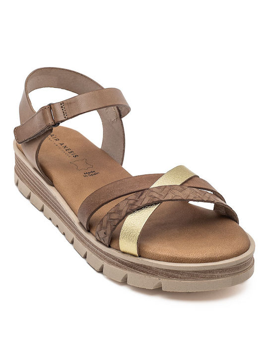 Air Anesis Women's Flat Sandals in Brown Color