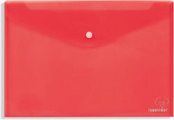 Typotrust Φάκελος με Κουμπί για Χαρτί A4 Κόκκινος