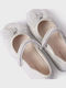 Kids Anatomic Leather Ballerinas with Hoop & Loop Closure Silver