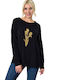 Potre Women's Blouse Cotton Long Sleeve Black