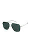 Bolon Men's Sunglasses with Silver Metal Frame and Green Polarized Mirror Lens BL8090C90