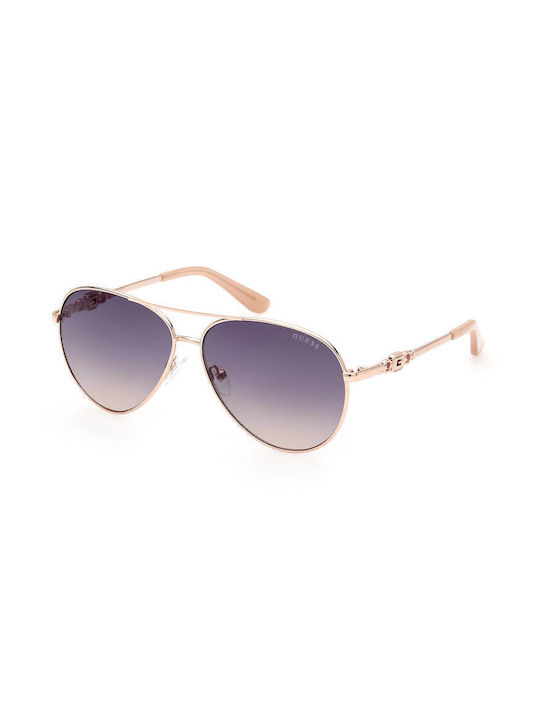 Guess Sonnenbrillen mit Rose Gold Rahmen und Lila Verlaufsfarbe Linse GU7885 28W