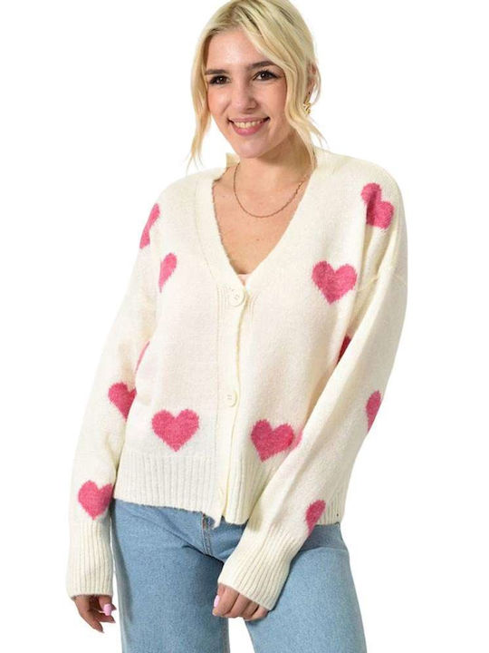 Potre Women's Knitted Cardigan with Buttons Pink