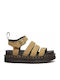 Blaire Leather Women's Flat Sandals with Strap in Brown Color