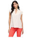 Passager Women's Summer Blouse Sleeveless with V Neck vanilla