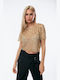 Damen Sommer Bluse Kurzärmelig GOLD