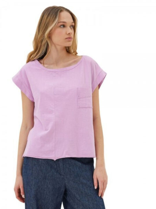 Namaste Women's Summer Blouse Cotton Short Sleeve Pink