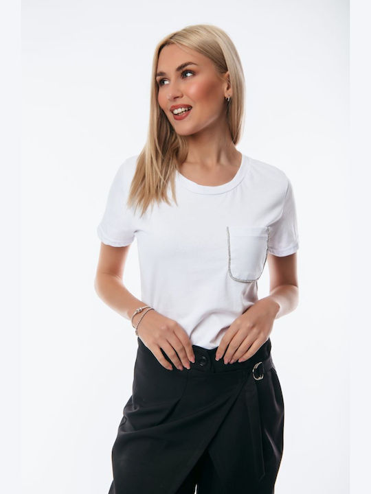 Boutique Damen Sommerliche Bluse Kurzärmelig White