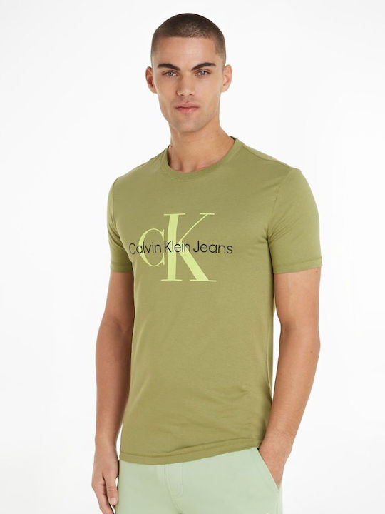 Calvin Klein T-shirt Bărbătesc cu Mânecă Scurtă Kaki