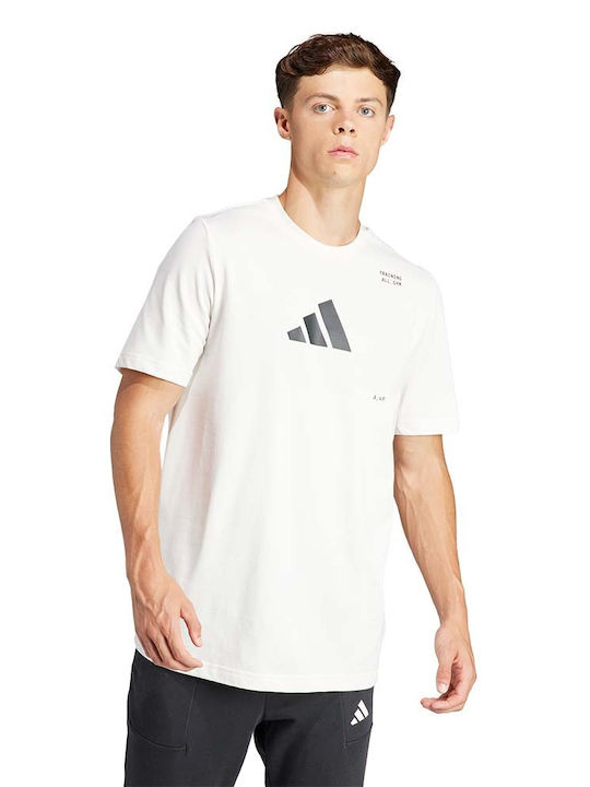 Adidas Bărbați T-shirt Sportiv cu Mânecă Scurtă Alb