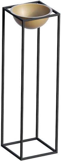 Aberto Design Ghiveci Metalic Negru cu suport 28x28x80εκ.