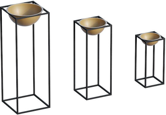 Aberto Design Vaze Pentru Plante Metalice Negre Cu Suport 28x28x80cm 3 Module