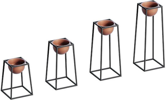 Aberto Design Vaze Pentru Plante Metalice Negre Cu Suport 17x17x30cm 4 Buc
