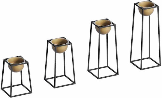 Aberto Design Vaze Pentru Plante Metalice Negre Cu Suport 17x17x30cm 4 Buc