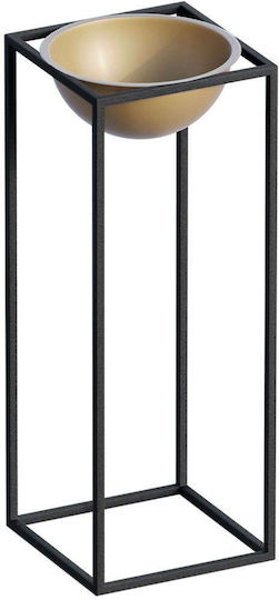 Aberto Design Саксия Металик Черен Със стойка 22x22x60εκ.