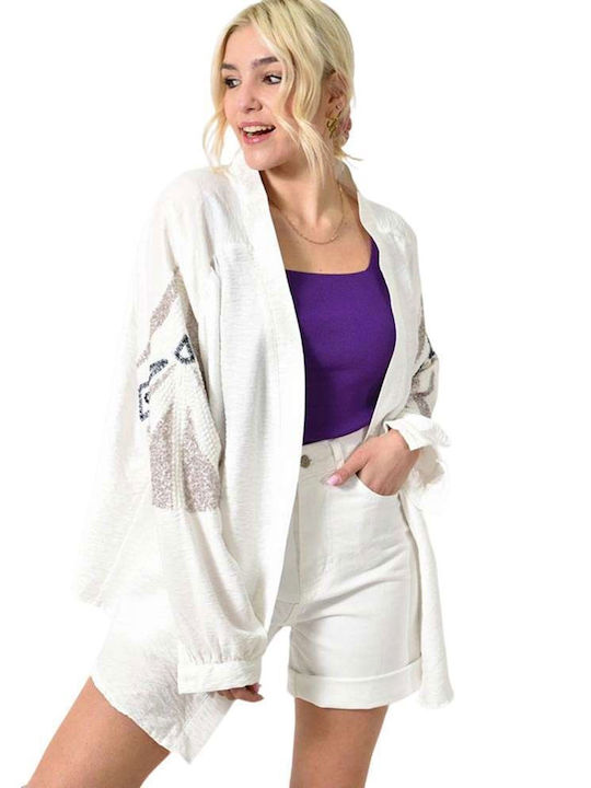 Potre Women's Cardigan with Buttons white