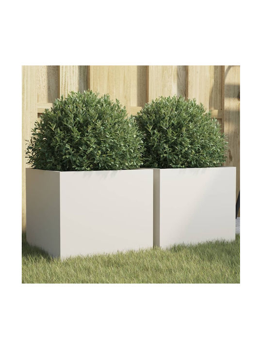 vidaXL Set 2 Jardiniere Plastice White