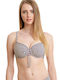 Erka Mare - Damen-Bikinioberteil mit leichter Polsterung gestreift Blau Cup D (24155-blau) Blau