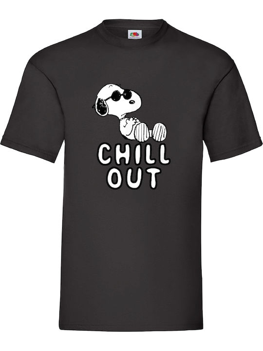 Fruit of the Loom Snoopy Chill Out Original T-shirt Black Cotton