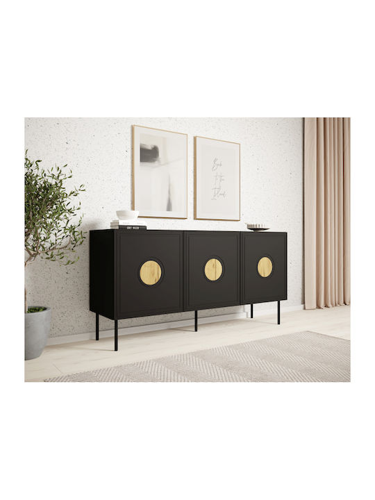 Sideboard made of Wood & Metal with Drawers Black