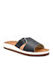 Leather Women's Flat Sandals in Blue Color
